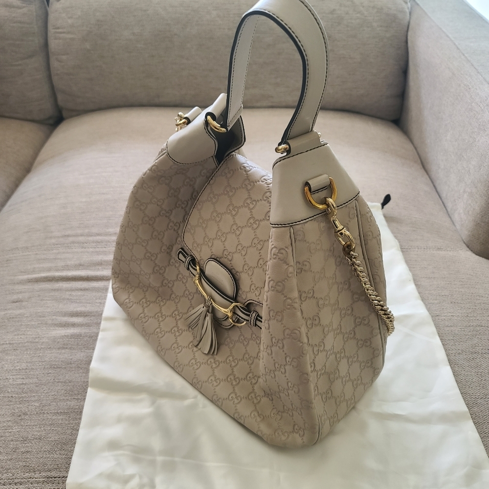 GUCCI Emily Guccissima Hobo Bag in Bone White AUTHENTIC/VERIFIED - Picture 3 of 14